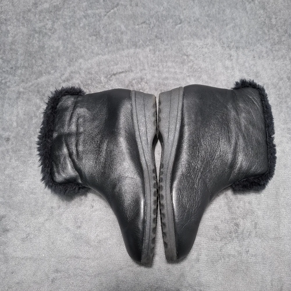 Chic Black Women's Winter Boots with Faux Fur Leather Upper Size 9